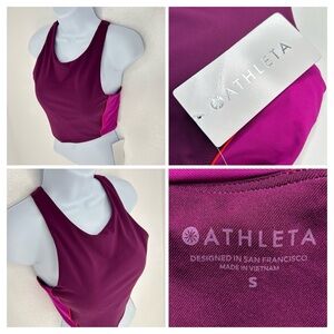 Athleta NWT‎ D-DD Colorblock Crop Bikini Top Size Small Velvet Plum Beach NEW